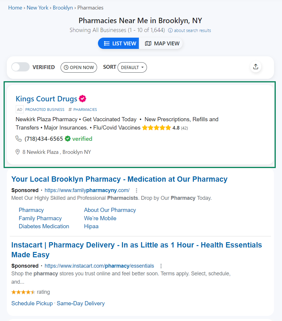 search pages ad placement desktop